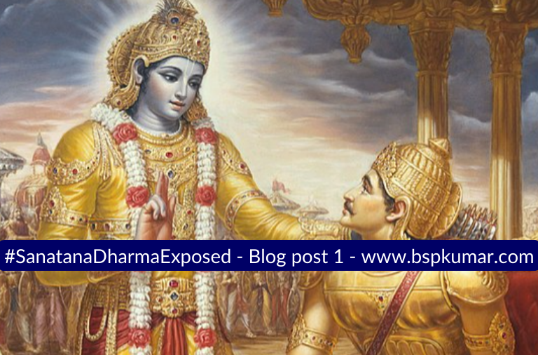 Featured image: Lord Krishna explaining Sanatana Dharma to Arjuna