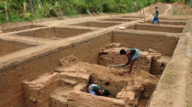 Keezhadi excavations near Madurai, Tamil Nadu, India